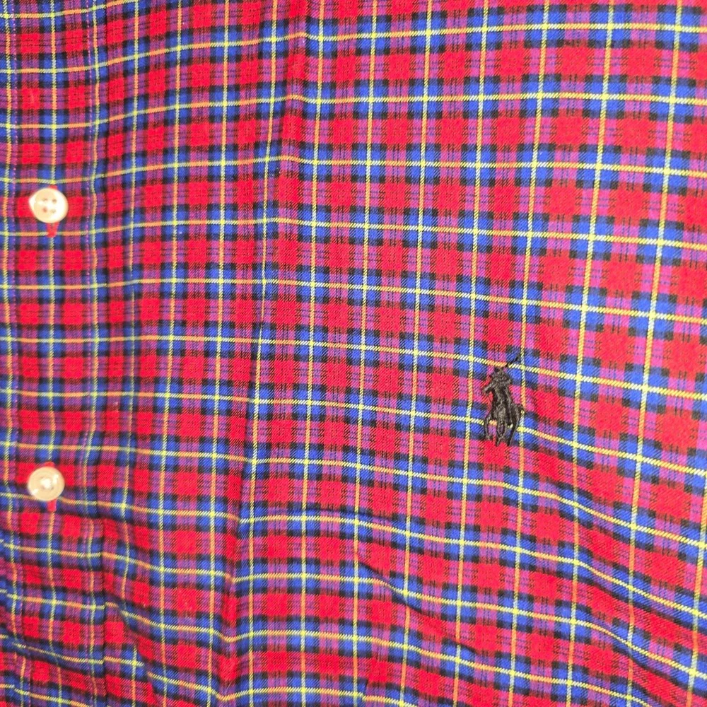 Ralph Lauren Button Down Shirt 3XLT Men Red Blue Plaid Long Sleeve Tall